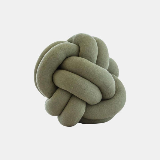 Nodo Pistachio Green Cotton Knitted Decorative Cushion Cover (12 in x 12 in)
