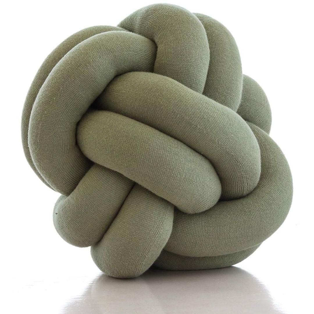 Nodo Pistachio Green Cotton Knitted Decorative Cushion Cover (12 in x 12 in)