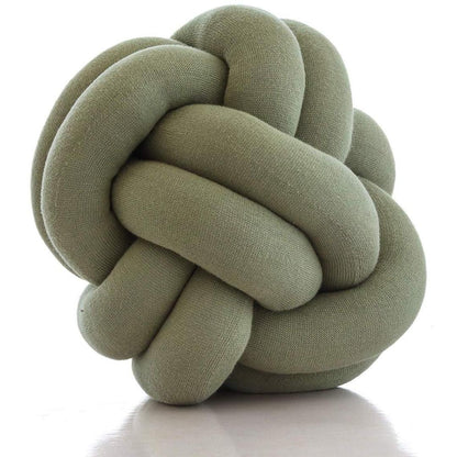 Nodo Pistachio Green Cotton Knitted Decorative Cushion Cover (12 in x 12 in)