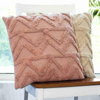 Ollie Blush Pink Cotton Knitted Decorative Cushion Cover (18 in x 18 in)