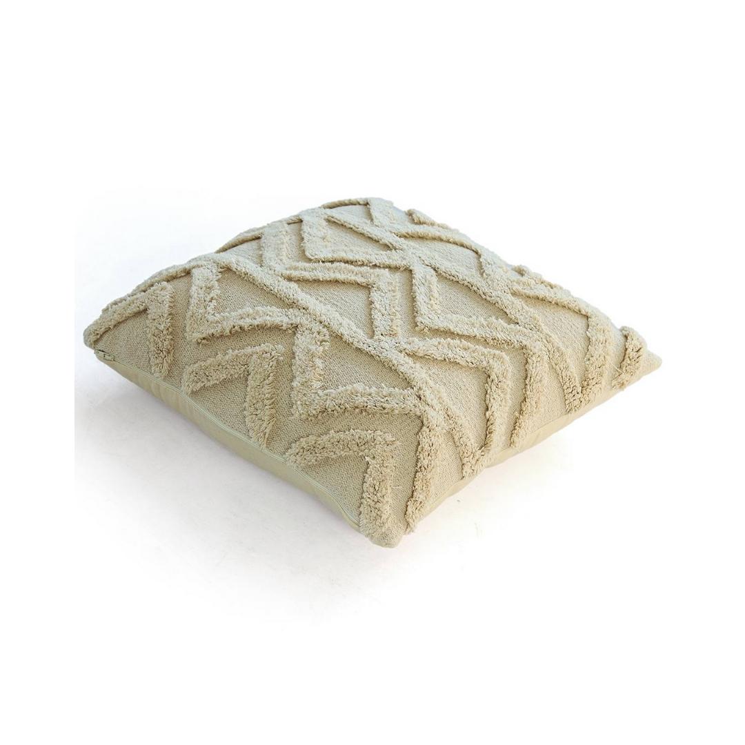 Ollie Natural Cotton Knitted Decorative Cushion Cover (18 in x 18 in)