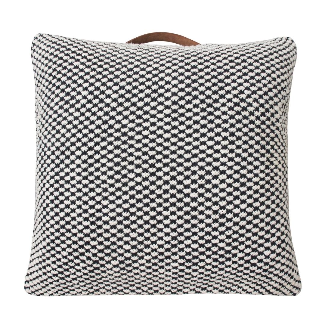 Spiral Black & White Cotton Knitted Floor Cushion Cover (24 in x 24 in)