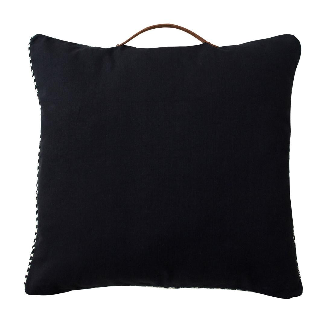 Spiral Black & White Cotton Knitted Floor Cushion Cover (24 in x 24 in)