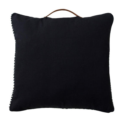 Spiral Black & White Cotton Knitted Floor Cushion Cover (24 in x 24 in)