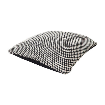 Spiral Black & White Cotton Knitted Floor Cushion Cover (24 in x 24 in)
