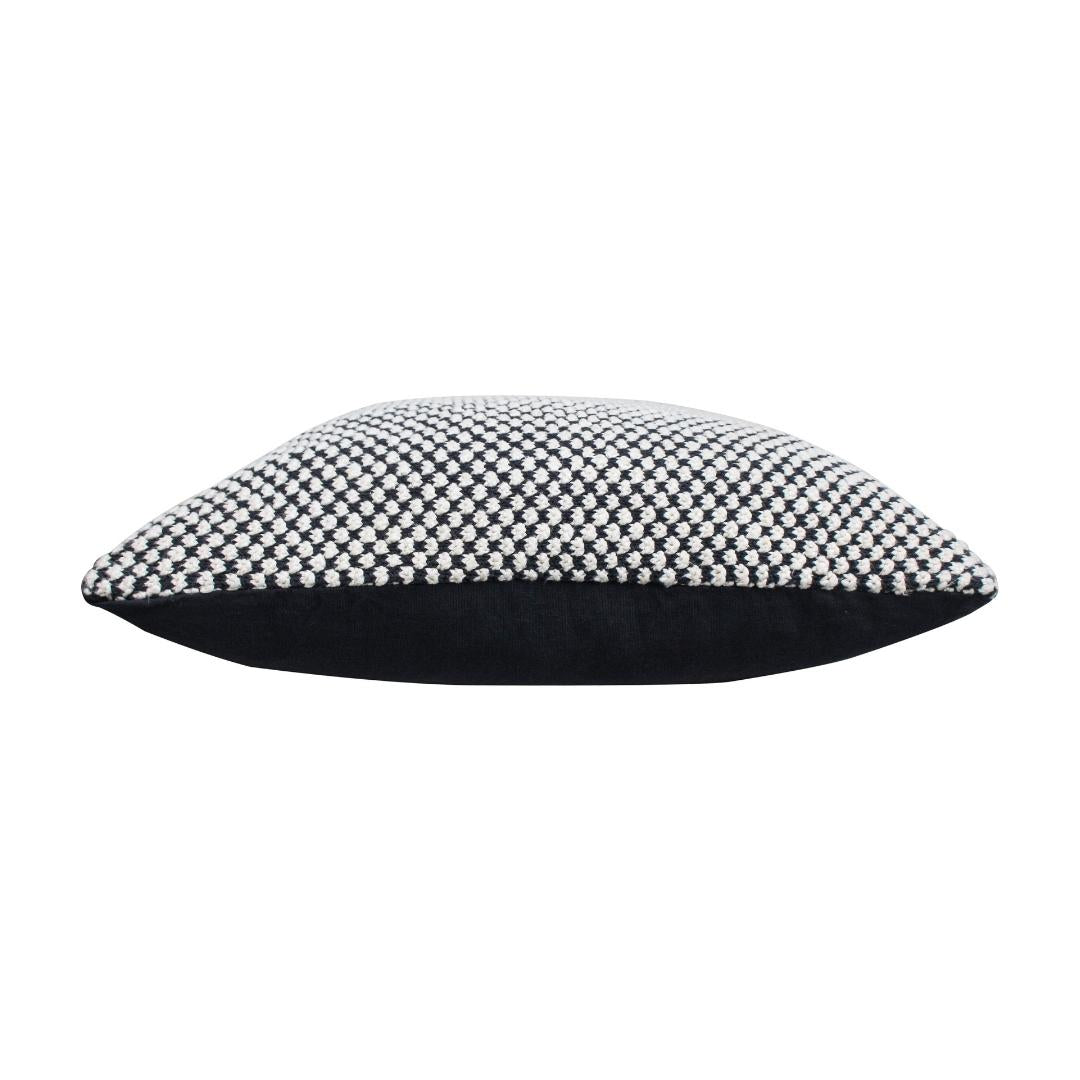 Spiral Black & White Cotton Knitted Floor Cushion Cover (24 in x 24 in)