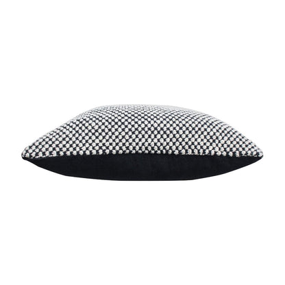 Spiral Black & White Cotton Knitted Floor Cushion Cover (24 in x 24 in)