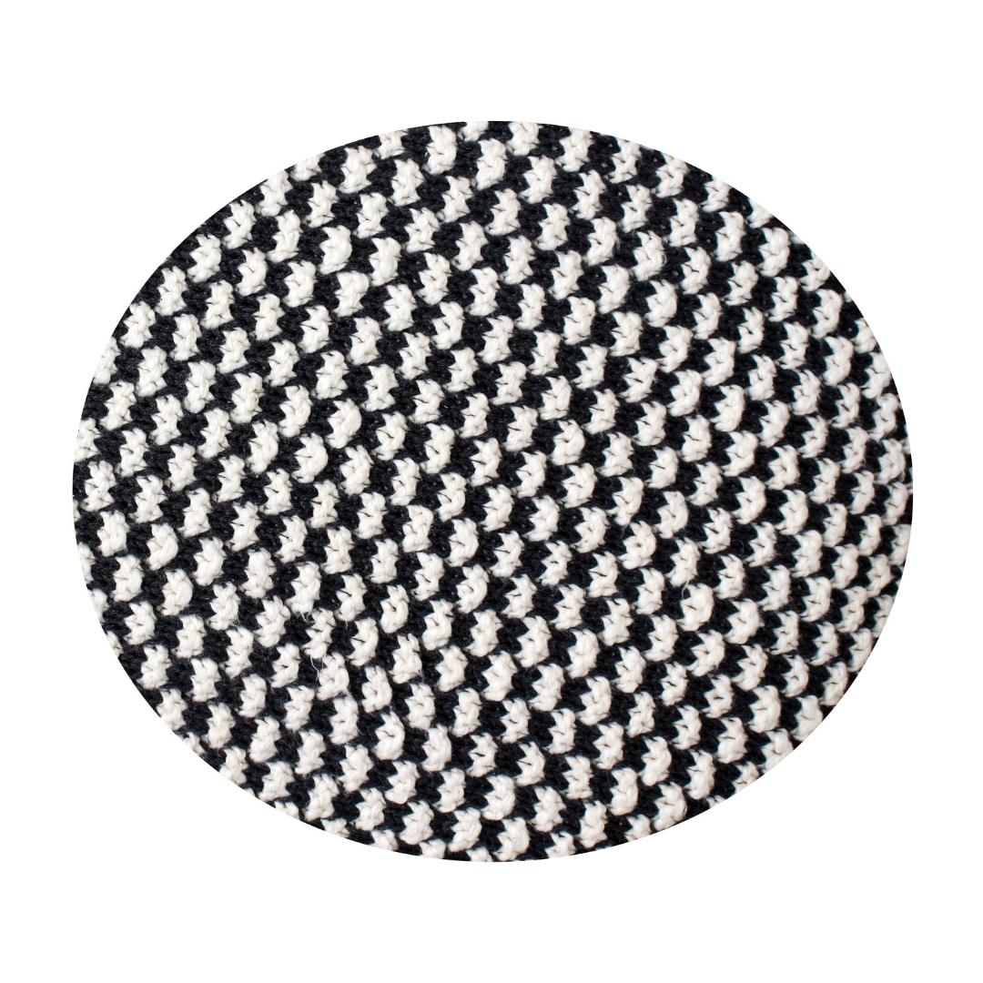 Spiral Black & White Cotton Knitted Floor Cushion Cover (24 in x 24 in)