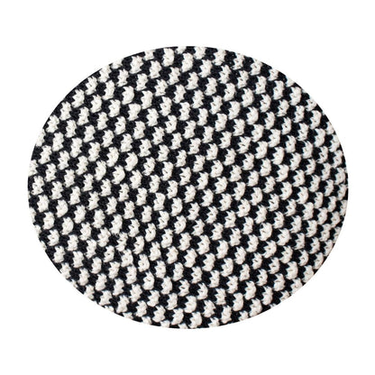 Spiral Black & White Cotton Knitted Floor Cushion Cover (24 in x 24 in)