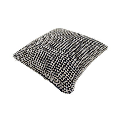Spiral Black & White Cotton Knitted Decorative Cushion Cover (20 in x 20 in)