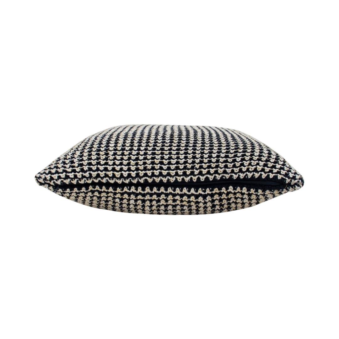 Spiral Black & White Cotton Knitted Decorative Cushion Cover (20 in x 20 in)