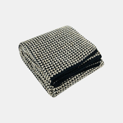 Spiral Blue & White Cotton Knitted Throw Blanket (50 in x 66 in)
