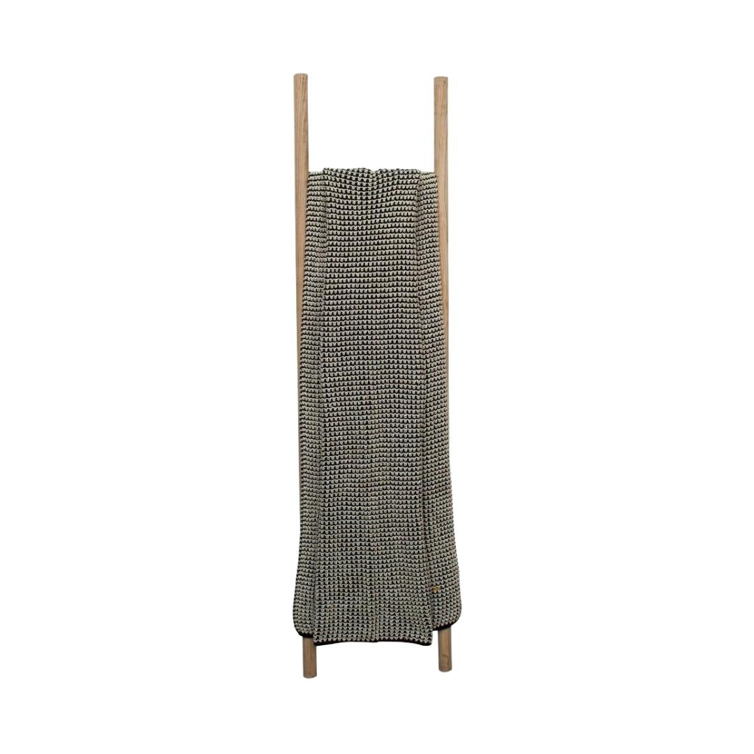 Spiral Blue & White Cotton Knitted Throw Blanket (50 in x 66 in)