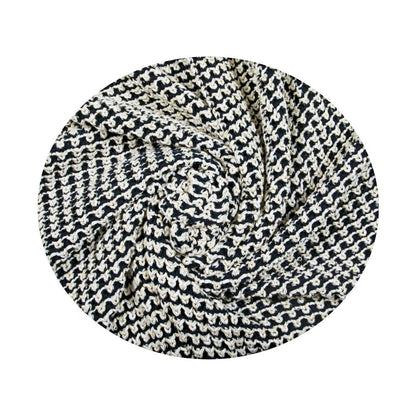 Spiral Blue & White Cotton Knitted Throw Blanket (50 in x 66 in)