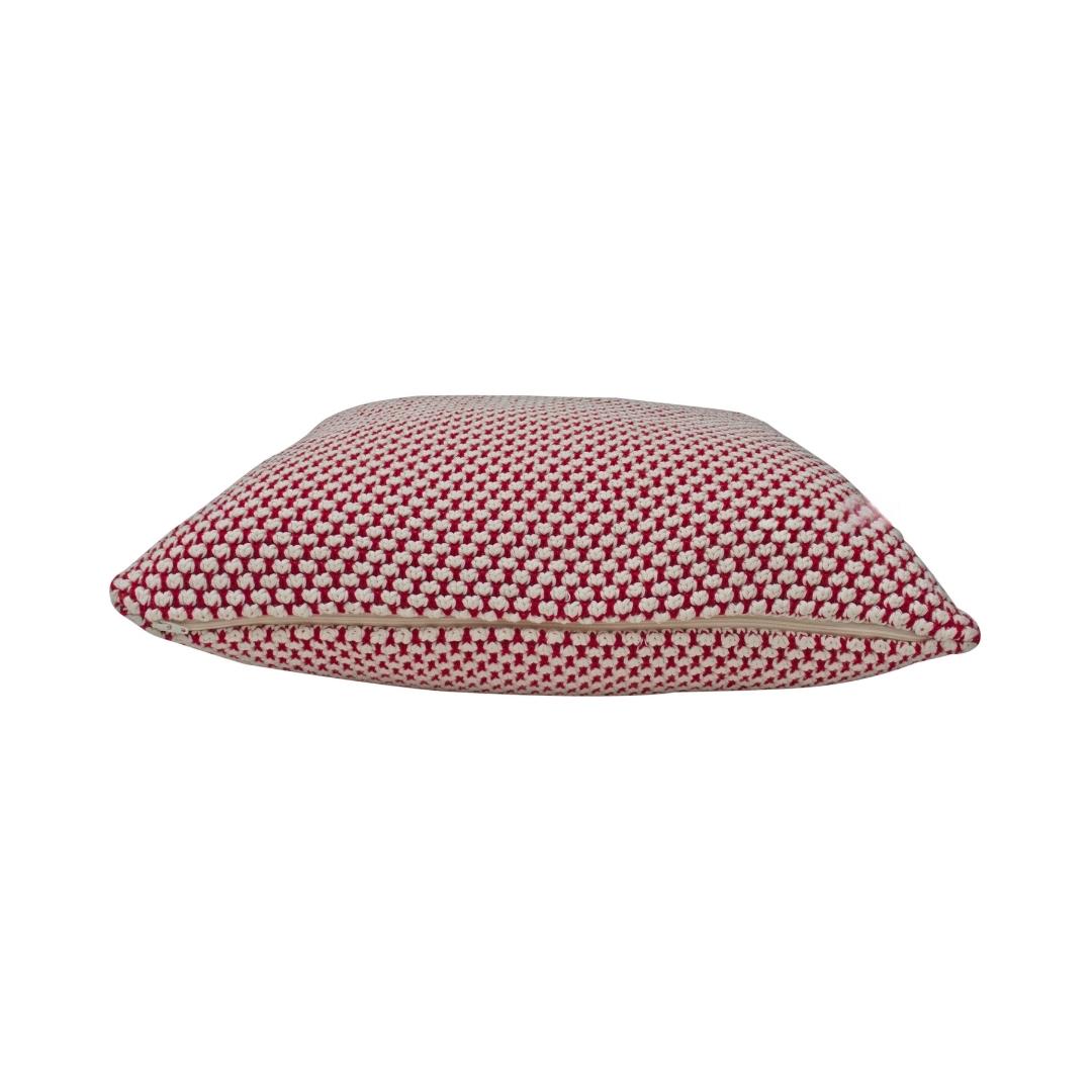Spiral Red & White Cotton Knitted Decorative Cushion Cover (20 in x 20 in)