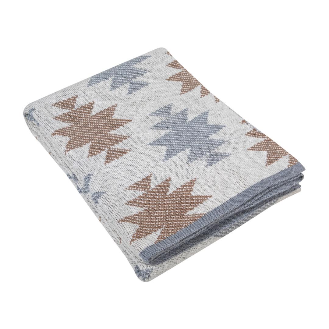 Star Multi Colour Cotton Knitted Throw Blanket (50 in x 66 in)
