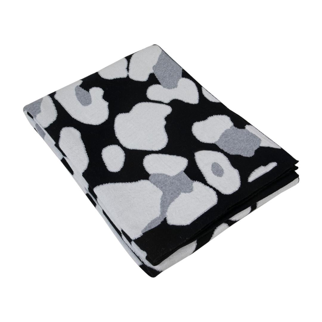 Stoney Black & White Cotton Knitted Throw Blanket (50 in x 66 in)