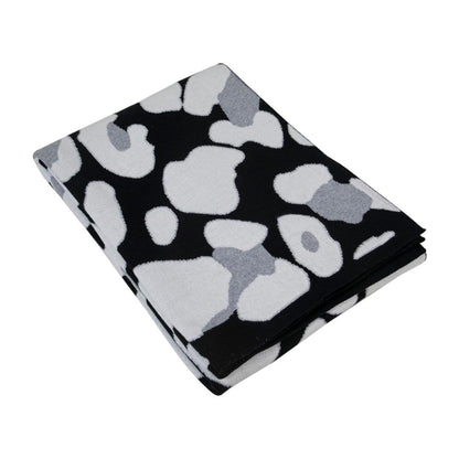 Stoney Black & White Cotton Knitted Throw Blanket (50 in x 66 in)
