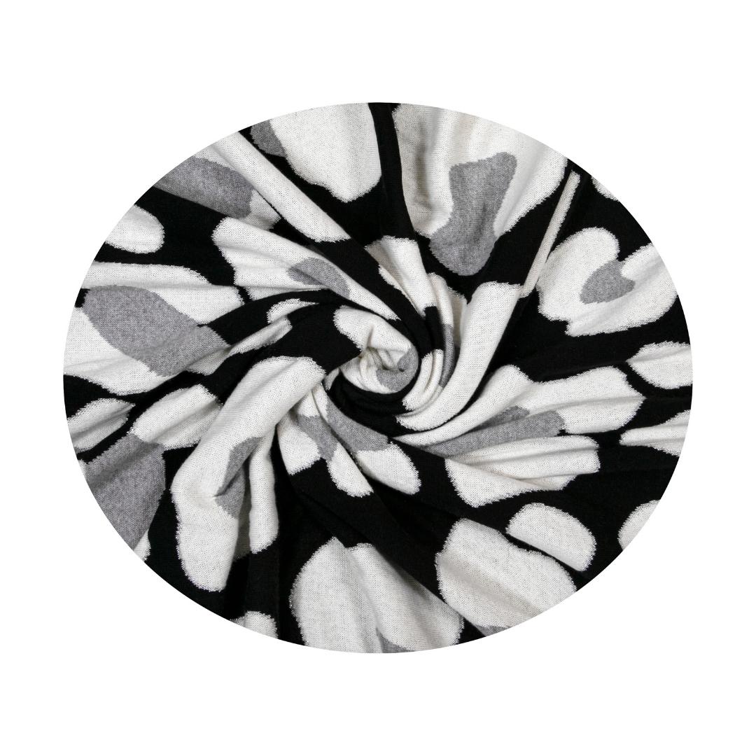 Stoney Black & White Cotton Knitted Throw Blanket (50 in x 66 in)