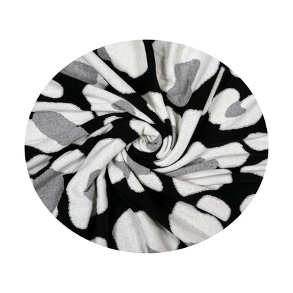 Stoney Black & White Cotton Knitted Throw Blanket (50 in x 66 in)