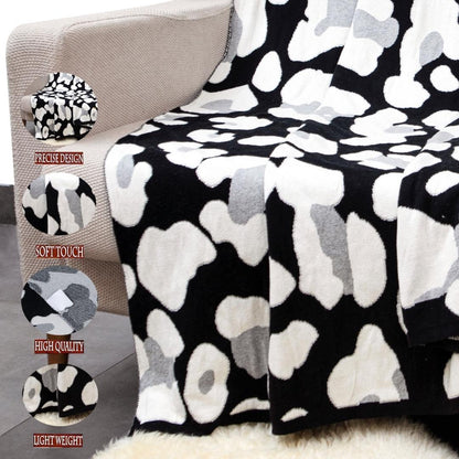 Stoney Black & White Cotton Knitted Throw Blanket (50 in x 66 in)