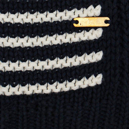 Striped Jersey Black & White Cotton Knitted Throw Blanket (50 in x 66 in)