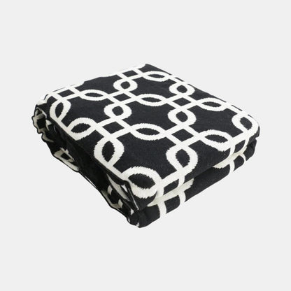 Stroke Black Cotton Knitted Throw Blanket (50 in x 60 in)