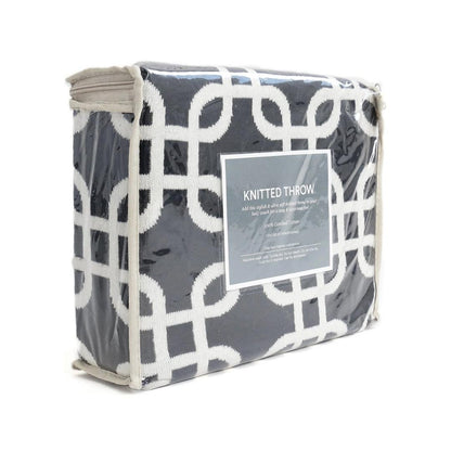 Stroke Black Cotton Knitted Throw Blanket (50 in x 60 in)