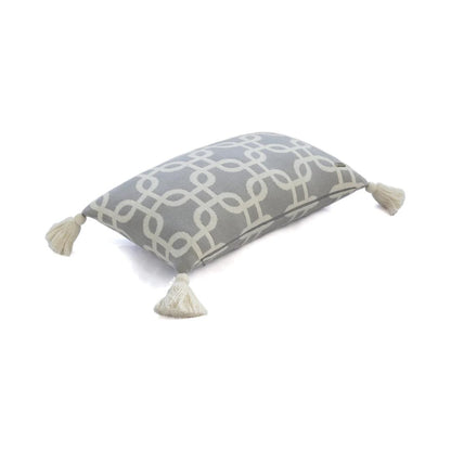 Stroke Light Grey Melange & Natural Cotton Knitted Decorative Cushion Cover (12 in x 20 in)
